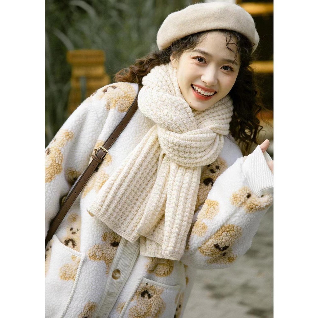Khăn Choàng Cổ Dệt Kim Giữ Ấm Mùa Đông Phong Cách Hàn Quốc Cho Cặp Đôi