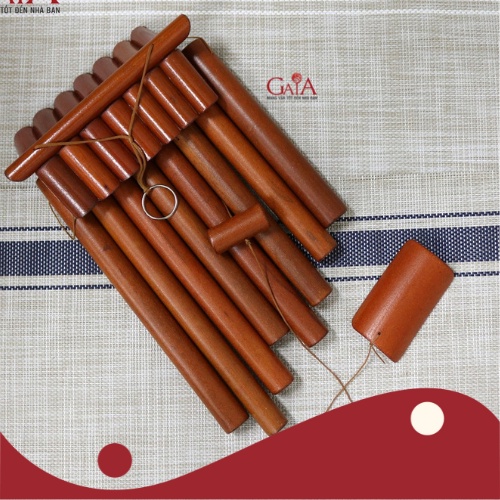 Chuông thanh tre mái nhà màu nâu đất, chuông gió 8 thanh hoá sát, tăng sinh khí.