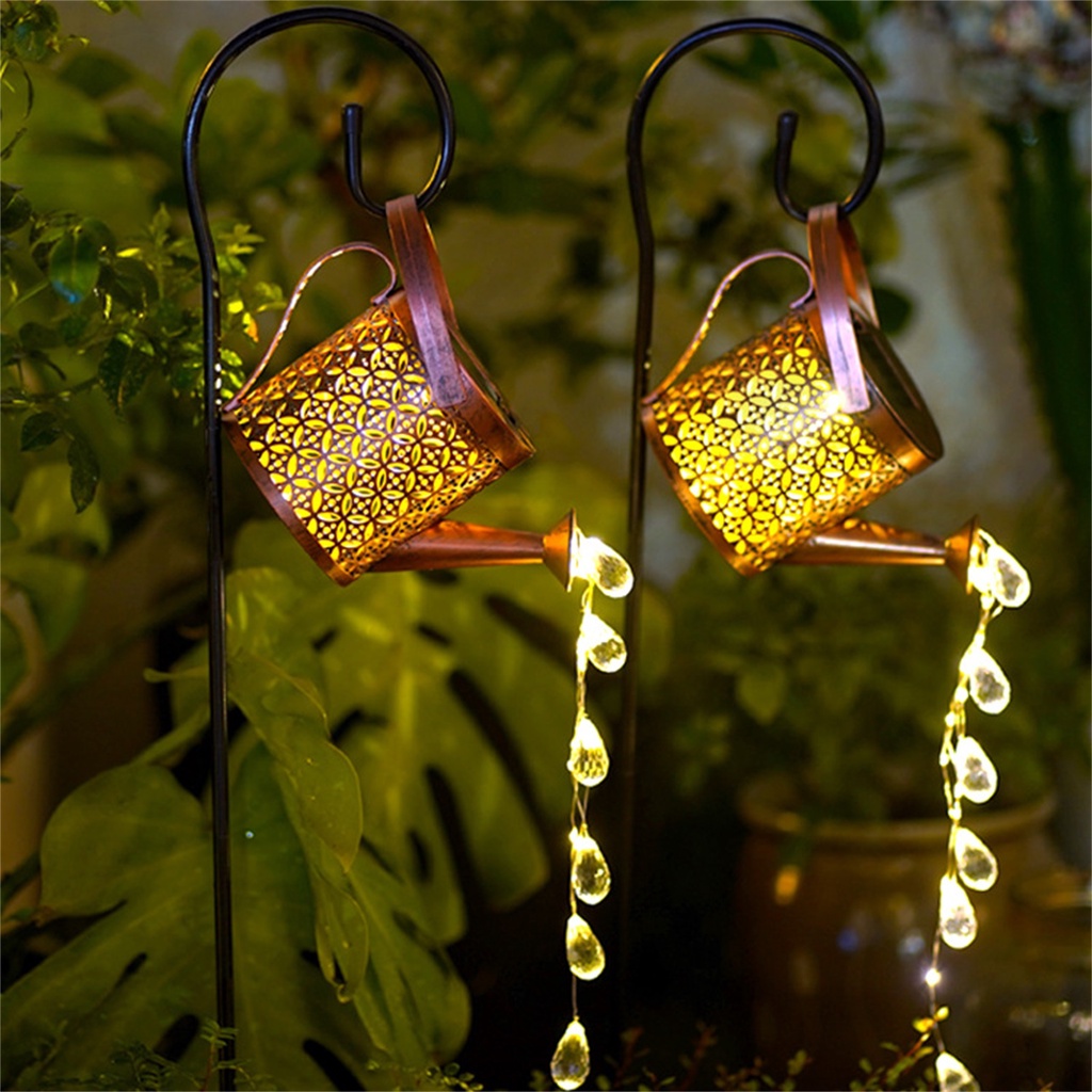 1 Bộ Đèn Trang Trí Sân Vườn Tự Động Bật / Tắt Chống Nước Bằng Sắt Dùng Năng Lượng Mặt Trời