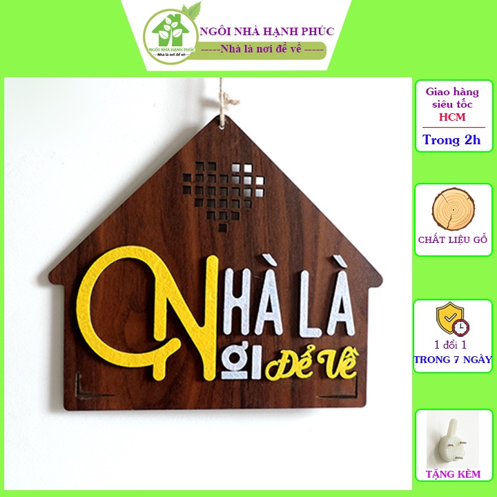 Bảng gỗ decor trang trí nhà cửa Mẫu BM_074 NHÀ LÀ NƠI ĐỂ VỀ