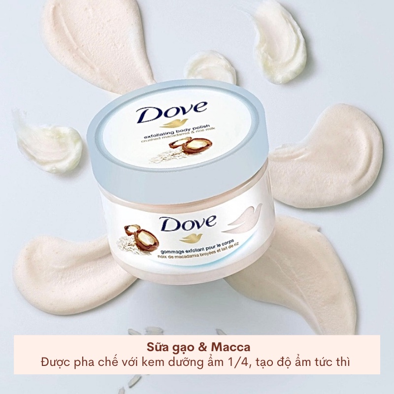 Tẩy da chết cơ thể Dove Exfoliating Body Polish 225ml bản Đức giúp da mịn màng mùi Lựu và Hạt Macca | BigBuy360 - bigbuy360.vn