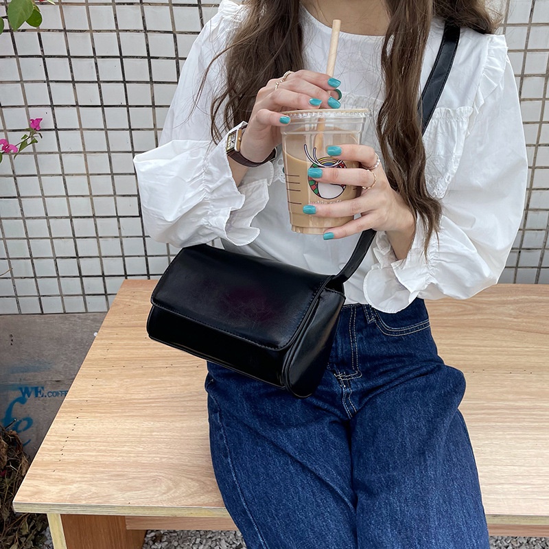 Mischa Túi Đeo Chéo Vai Da PU Màu Trơn Phong Cách retro Thời Trang Dễ Phối Đồ