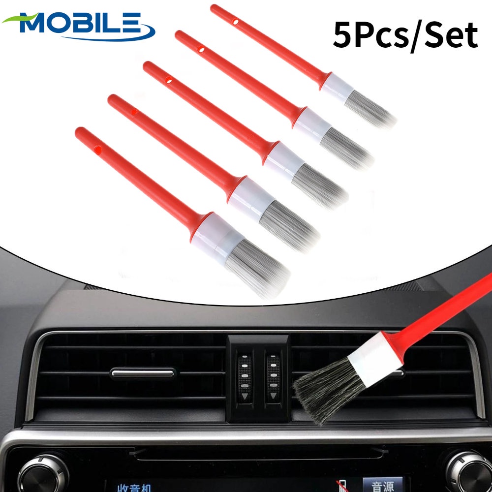 Bộ 5 Bàn Chải Vệ Sinh Xe Hơi Đầu Cứng Với Tay Cầm Dài Tiện Dụng