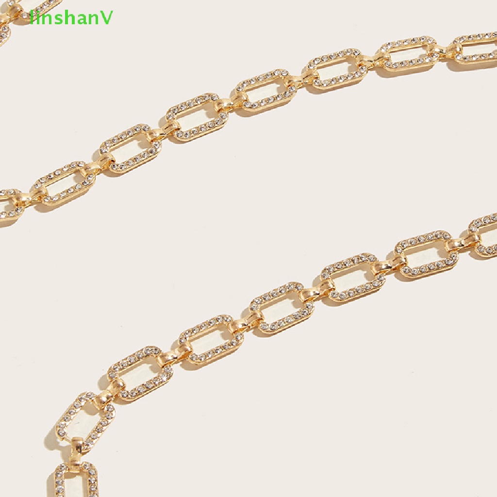 Thắt Lưng Dây Xích Kim Loại Đính Đá Sáng Lấp Lánh Thời Trang Mới Chất Lượng Cao Cho Nữ