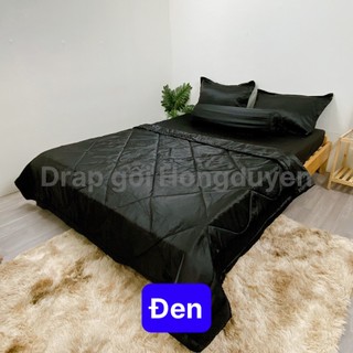 Bộ drap/ga/ra phi trơn ko mền/chăn 1m6/1m8 màu đen. drap gối codipa