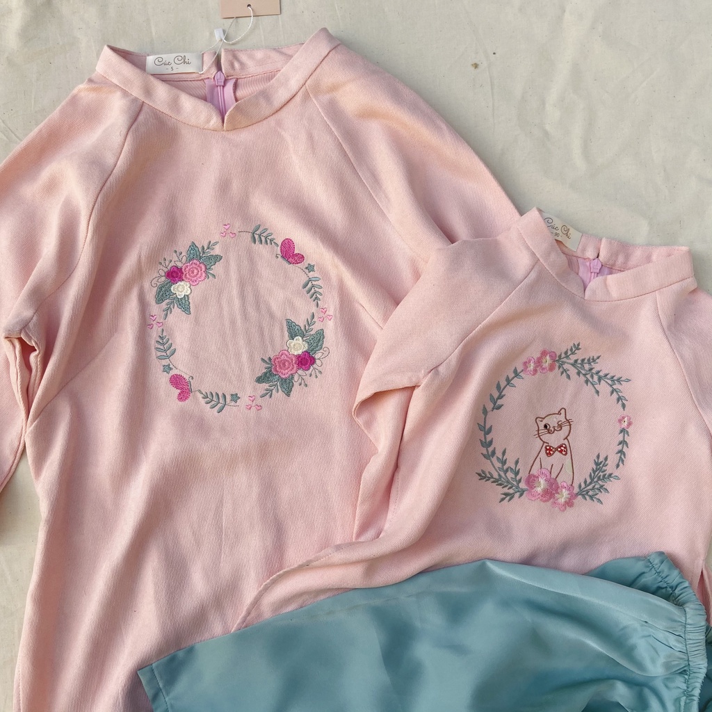 Áo dài thêu cho bé gái, bé trai xinh xắn dễ thương, áo dài cho mẹ và bé