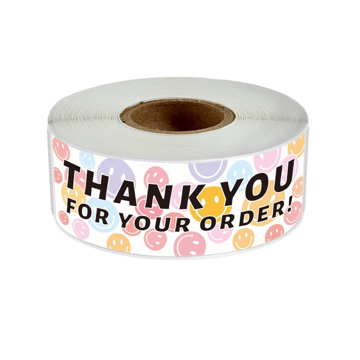TD70_Tem dán chữ " Thank you" << SIZE 2.5*7.5CM- 120 tem/CUỘN_STICKER NIÊM PHONG HỘP GIẤY