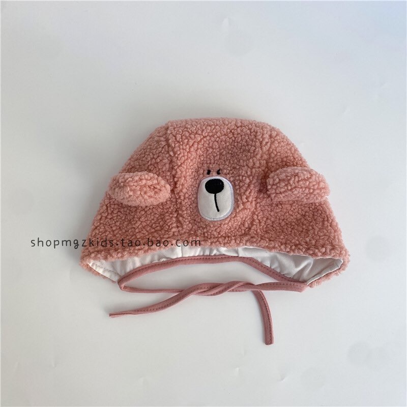 Mũ lông cừu tai gấu cho bé 6-12 tháng