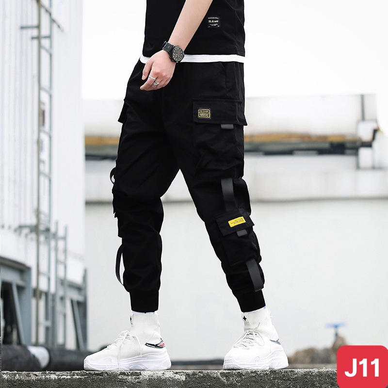 Quần jogger nam túi hộp bo chân màu đen không rách chất kaki cao cấp co dãn 4 chiều, quần baggy thể thao nam ADO7 mới