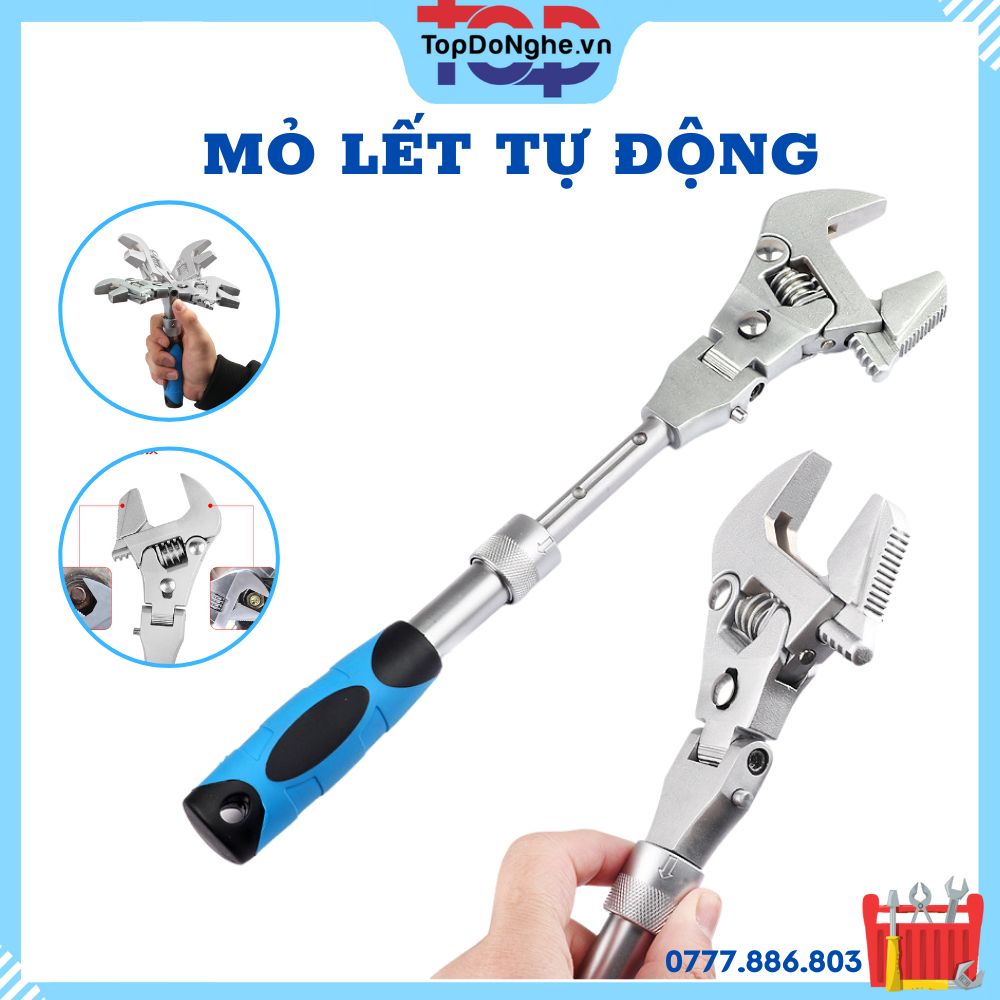 Mỏ lết lắc tự động đa năng 10 inch nhiều chức năng mở ống nước bulon điều chỉnh được đầu bằng sang đầu răng