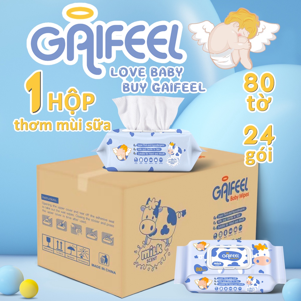 Set 80 khăn giấy ướt GAIFEEL khăn ướt 24 (1HP) cao cấp tiện lợi dễ sử dụng