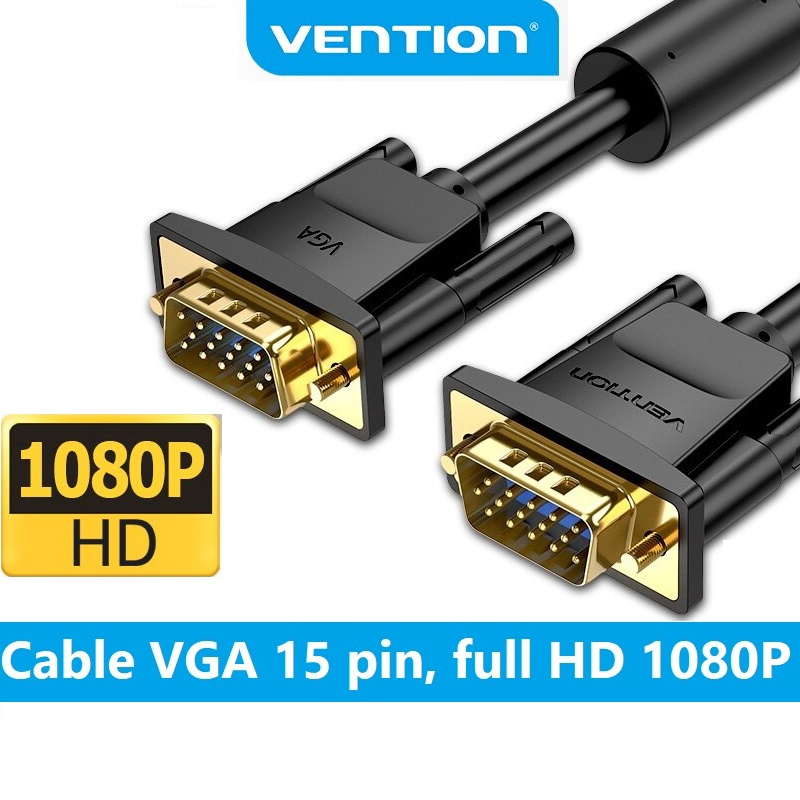 Dây cáp VGA cao cấp, 15pin Vention, dài 1,5m đến 5m hỗ trợ full HD 1080