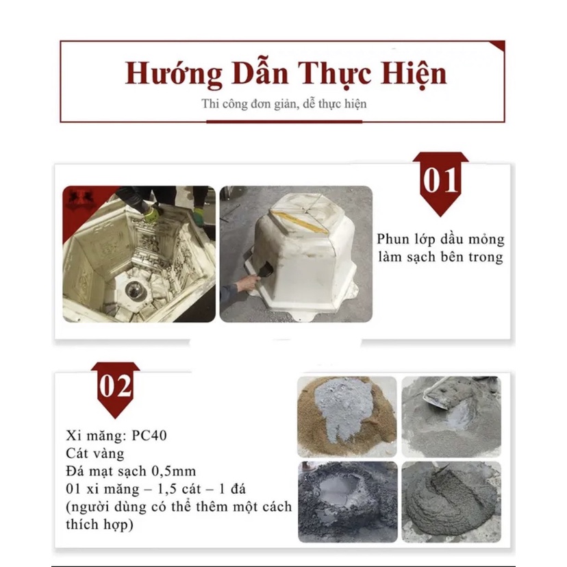 Khuôn đúc chậu cảnh lục giác Ống 55 + chân đôn kỷ , Chất liệu nhựa ABS cao cấp, Dùng làm chậu cây cảnh xi măng