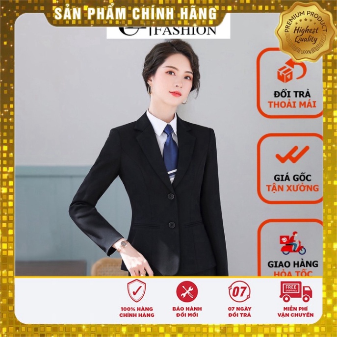 Áo vest nữ văn phòng dài tay thời thượng LINH CHI form chuẩn mặc cực tôn dáng có độn vai và túi thật hai phía TD16