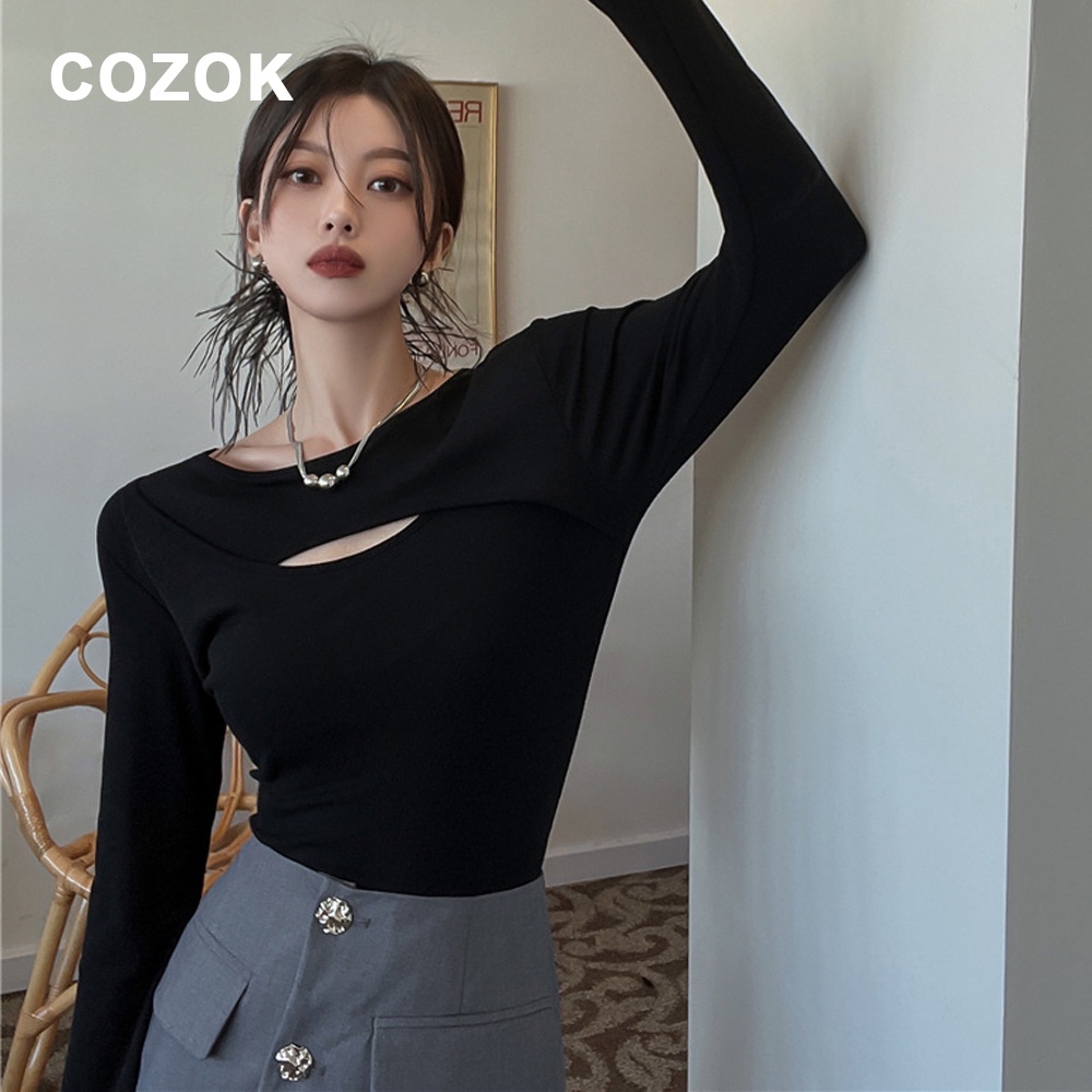 Áo Thun Tay Dài Cổ Chữ V Quyến Rũ Cho Nữ