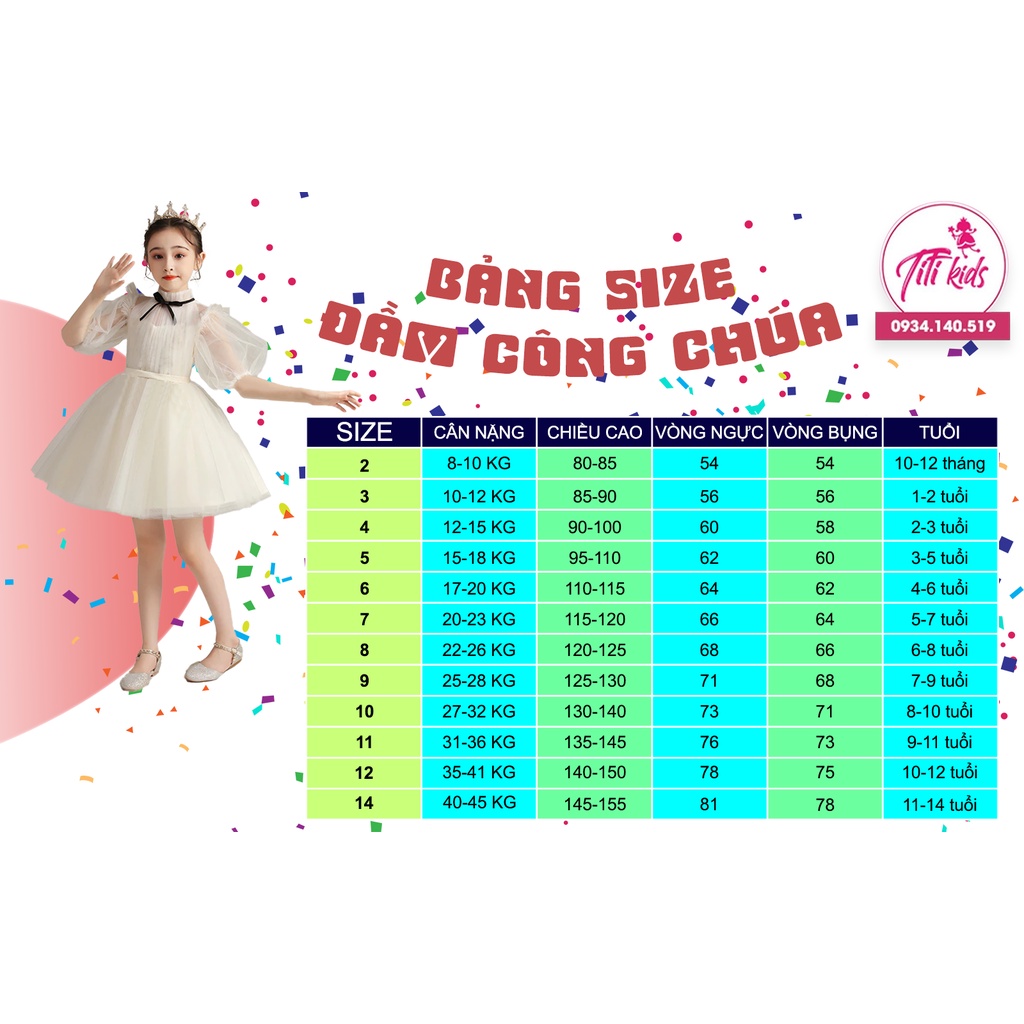 Đầm Công Chúa Bé Gái TiTiKids Đầm Xếp Ly Cổ Không Tay CC159