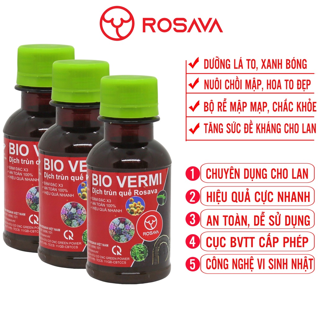 Phân trùn quế hoa lan, dịch trùn quế bón lan hữu cơ vi sinh Bio Vermi nguyên chất ROSAVA