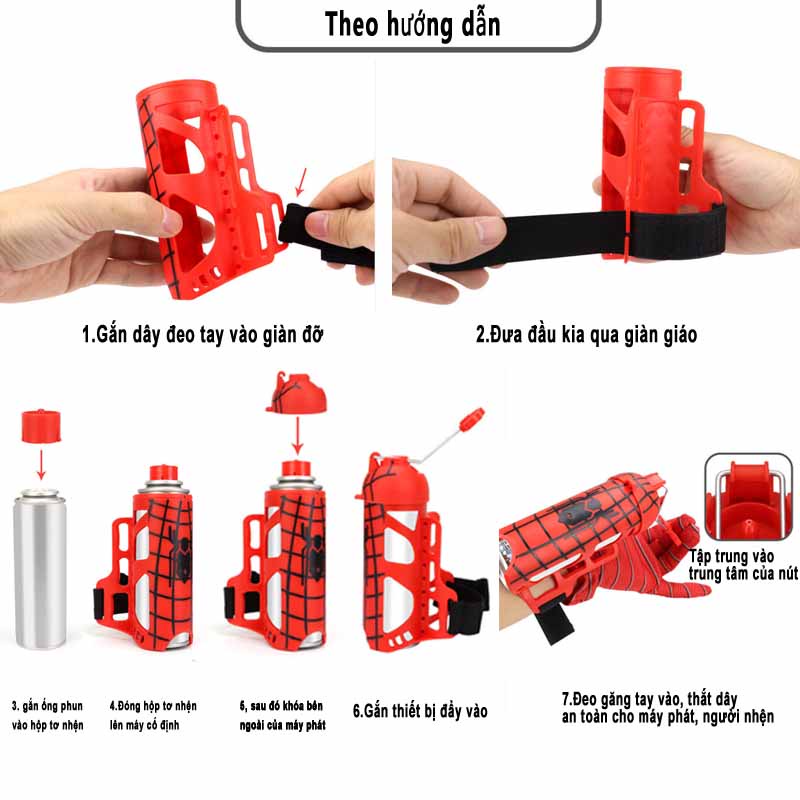 ĐỒ CHƠI GĂNG TAY NGƯỜI NHỆN BẮN TƠ ĐỘC ĐÁO CHO BÉ Găng Tay + 2 Bình T