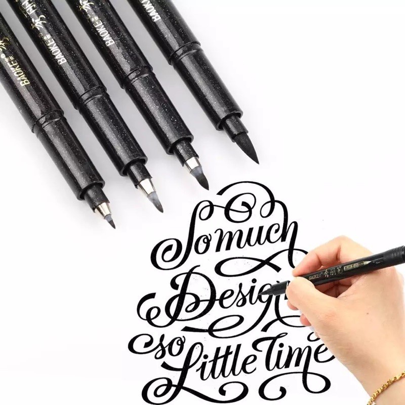 Bút viết thư pháp calligraphy Pkbeoshop , bút lông Baoke mực đen nhiều ngòi siêu bền dùng vẽ trang trí sổ lưu niệm B33