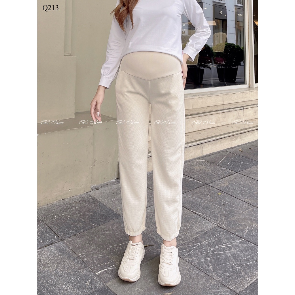 Quần bầu jogger nữ thể thao chun bo gấu, chất nỉ tổ ong, ống rộng dáng suông phong cách Hàn Quốc Q213 B2 MUM