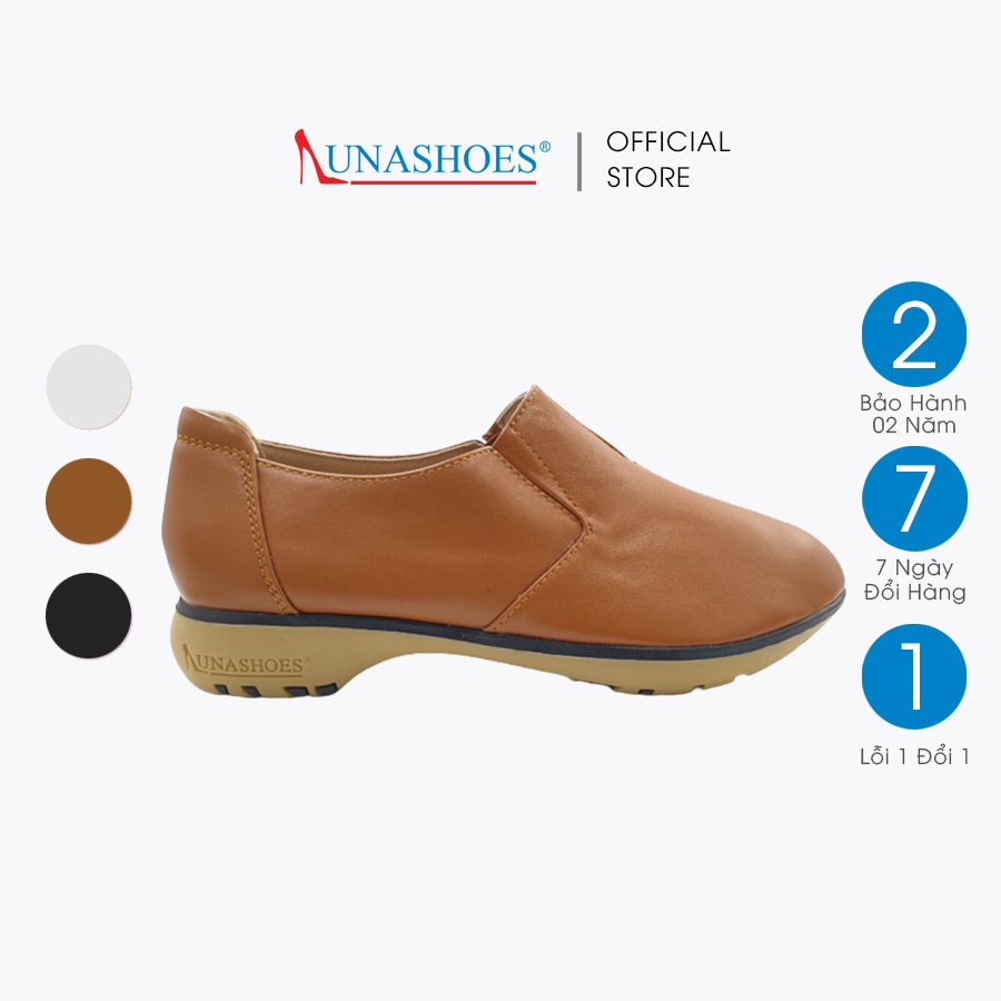 Giày slip on nữ 3p LUNASHOES 42302 - Giày lười da nữ tăng chiều cao - Chất liệu da bò sẵn hàng