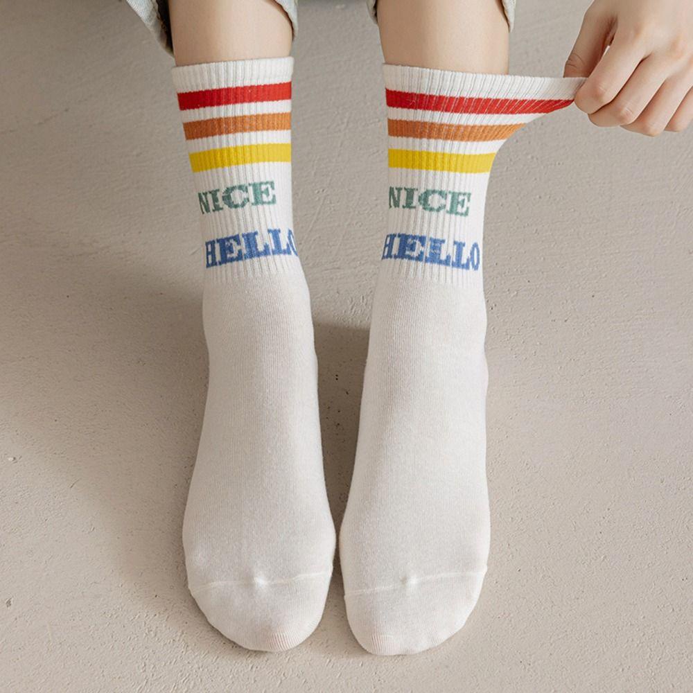 AROMA Tất Cotton Hoạ Tiết Hoa / Trái Tim / Chữ Graffiti Nhiều Màu Sắc Đáng Yêu Cho Nữ