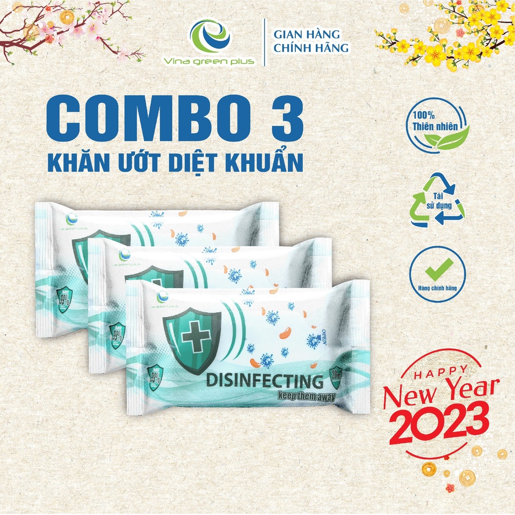 Combo 3 Khăn ướt có cồn Wow hương chanh sả 20 tờ - Kháng khuẩn 99% - Tiện lợi mang theo