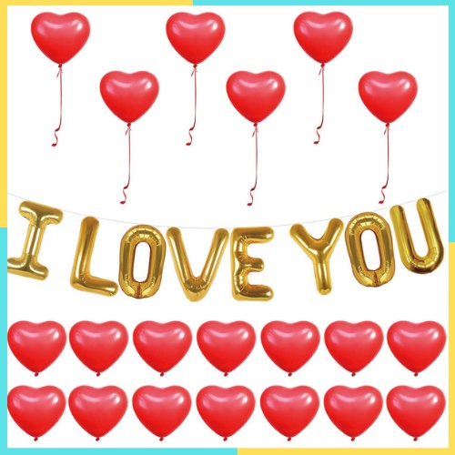 Bộ bóng chữ I LOVE YOU trang trí phòng cưới,tỏ tình
