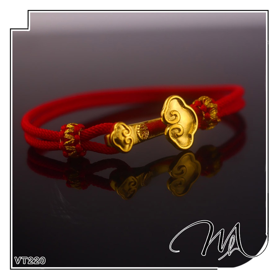 Vòng tay chỉ đỏ Charm kim tiền trường thọ khóa bấm Titan không gỉ - Măng's House VT220