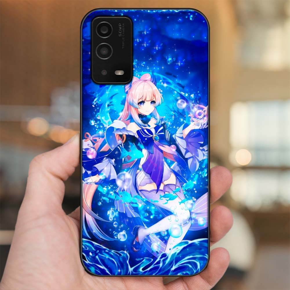 Ốp lưng Oppo A55 4G, A55 5G viền đen in hình Sangonomiya Kokomi Genshin Impact