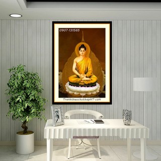 Tranh thêu chữ thập - tranh đính đá phật tổ lá bồ đề lv496, lv3398 - tự đính