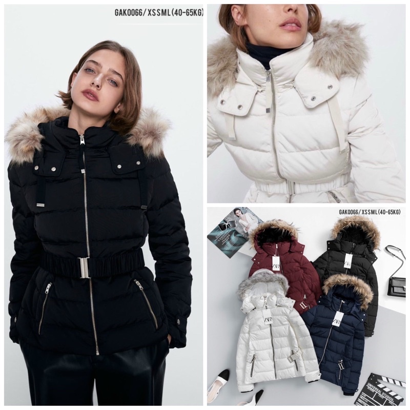 Bán sỉ áo phao parka dáng thường mũ lông tháo rời 4 màu
