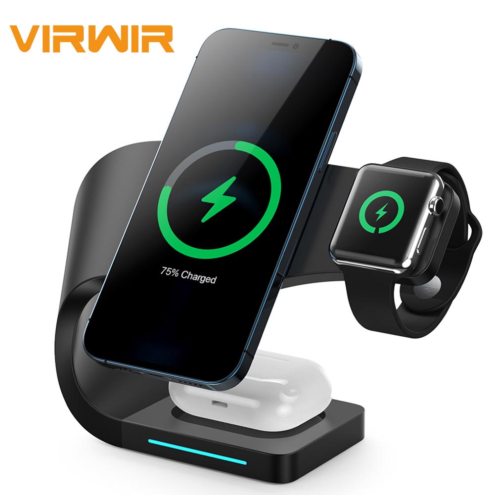 Đế sạc nhanh không dây VIRWIR 3 trong 1 có nam châm thích hợp cho IPhone Qi Max / Apple Watch Airpods