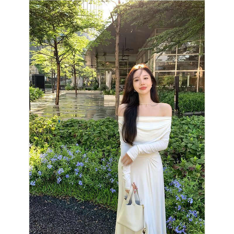 Đầm Dáng Chữ a Tay Dài Ôm Eo Xếp Ly Kiểu Retro Thời Trang Mùa Thu Cho Bạn Gái Áo Thun Dáng Ôm Thiết Kế Đơn Giản Trẻ Trung Hợp Thời Trang