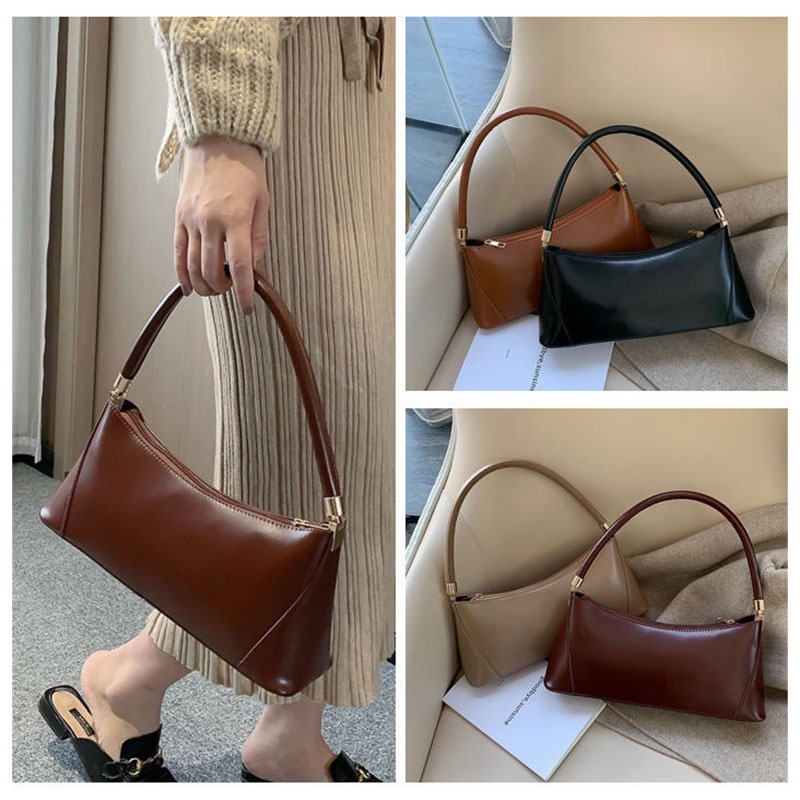 Mischa Túi Đeo Vai Da PU Màu Trơn Phong Cách retro Cá Tính Dễ Phối Đồ