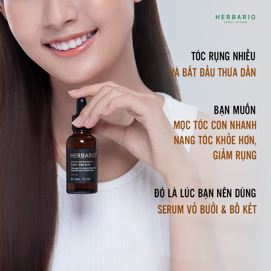 Serum tinh dầu vỏ bưởi và bồ kết herbario 30ml giảm rụng tóc, giúp mọc tóc chắc khoẻ