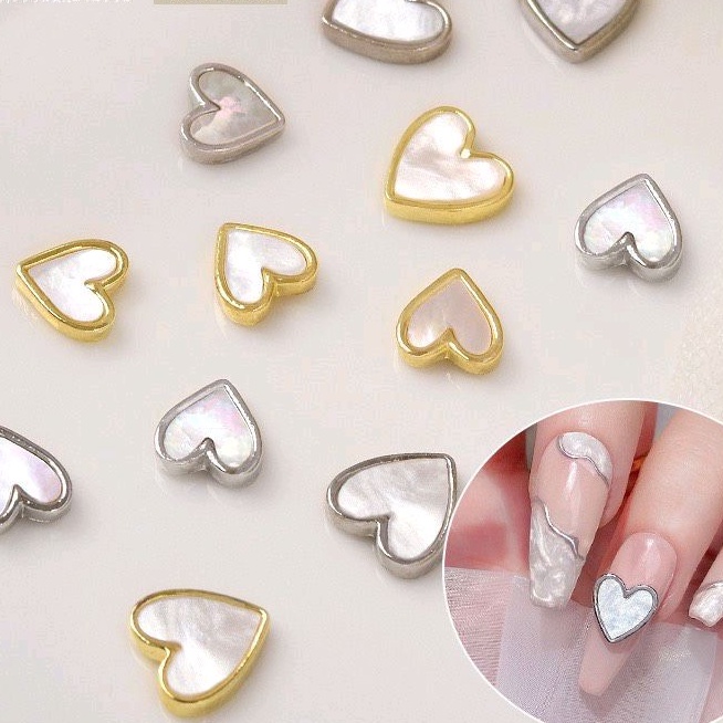 charm tim màu trắng trang trí móng
