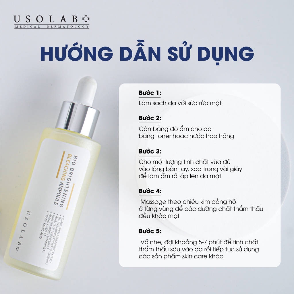 Serum trắng da USOLAB - Giúp sáng da, thu nhỏ lỗ chân lông Brightening Bleaching Ampoule 50ml