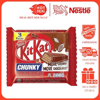 Lốc 3 Thanh Bánh Xốp Phủ Socola Sữa Nestlé Kit Kat Chunky 38G/Thanh