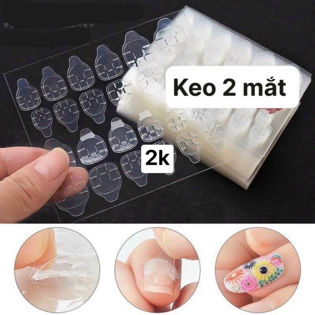 Miếng keo dán nail box 2 mặt, keo dán nail box( 1 tấm 24 miếng)