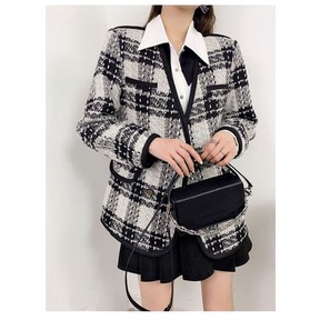 (Hàng Đẹp)Ảnh thật 4 hình cuối-HC931.Áo khoác Tweed cổ V thu đông mẫu mới phong cách Hàn Quốc