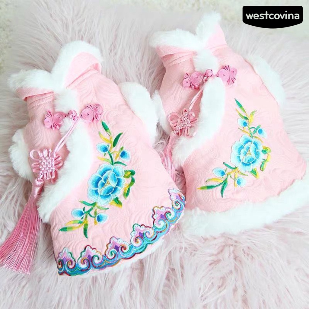 [Hot]♝Áo Cho Thú Cưng Thêu Hoa Phong Cách Trung Hoa