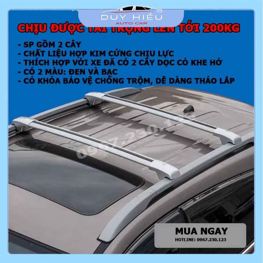 Hai cây giá nóc ngang có khóa dành cho ô tô đã có 2 cây dọc có khe hở trên nóc xe
