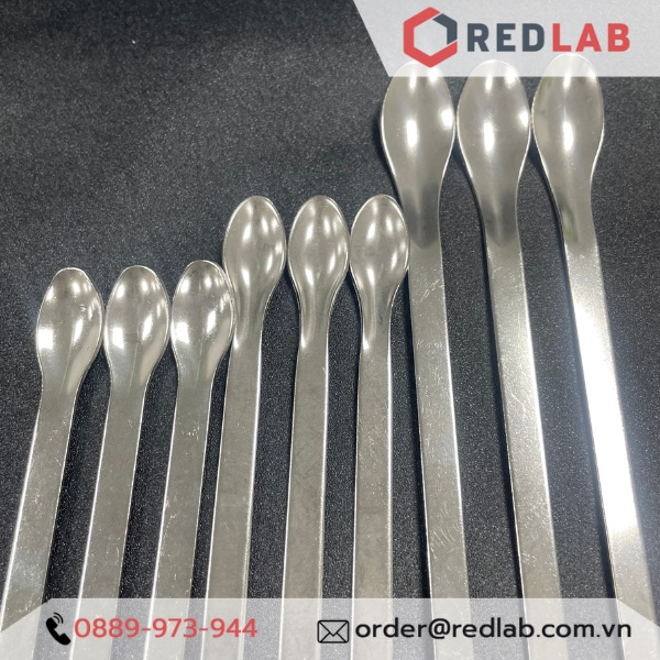 Muỗng múc / thìa xúc hoá chất inox 2 đầu 16cm 18cm 20cm 22cm ONELAB, dùng trong thí nghiệm, dược liệu, mỹ phẩm