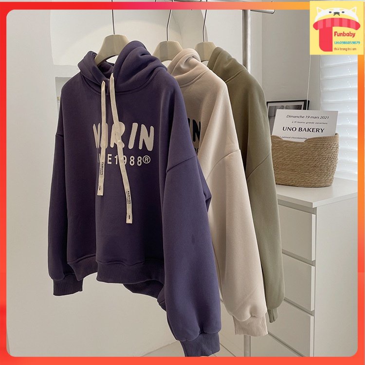Áo thu đông bé trai lót lông 9-15 tuổi in chữ Thpd, Hoodie trẻ em ấm áp chất liệu cao cấp kiểu dáng thời trang