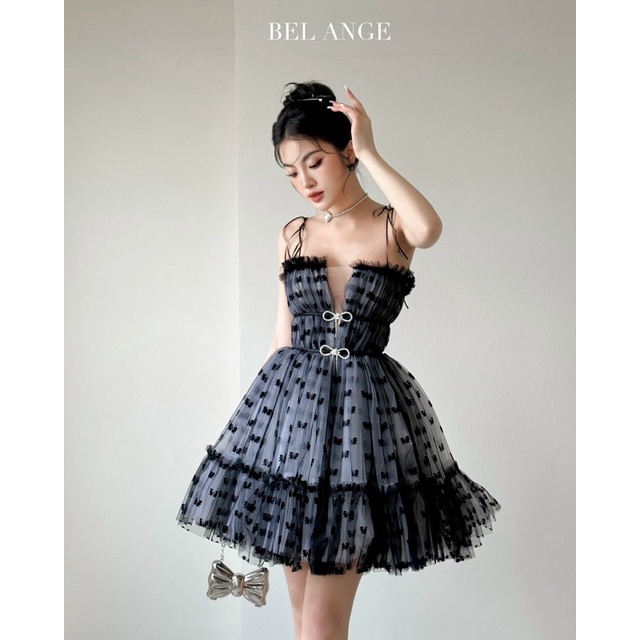 BEL ANGE - Đầm công chúa siêu bồng cúp ngực màu đen Swan Mini Dress