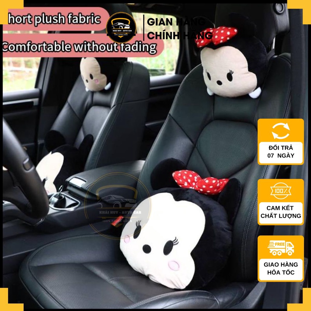 Gối Tựa Đầu/ Tựa Lưng Trên Ô Tô Hình Chuột Mickey Dễ Thương