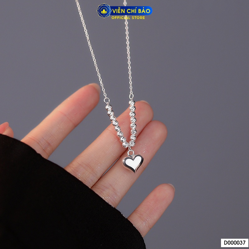 Dây chuyền bạc nữ trái  tim bi phay chất liệu bạc 925 thời trang phụ kiện trang sức Viễn Chí Bảo D000037