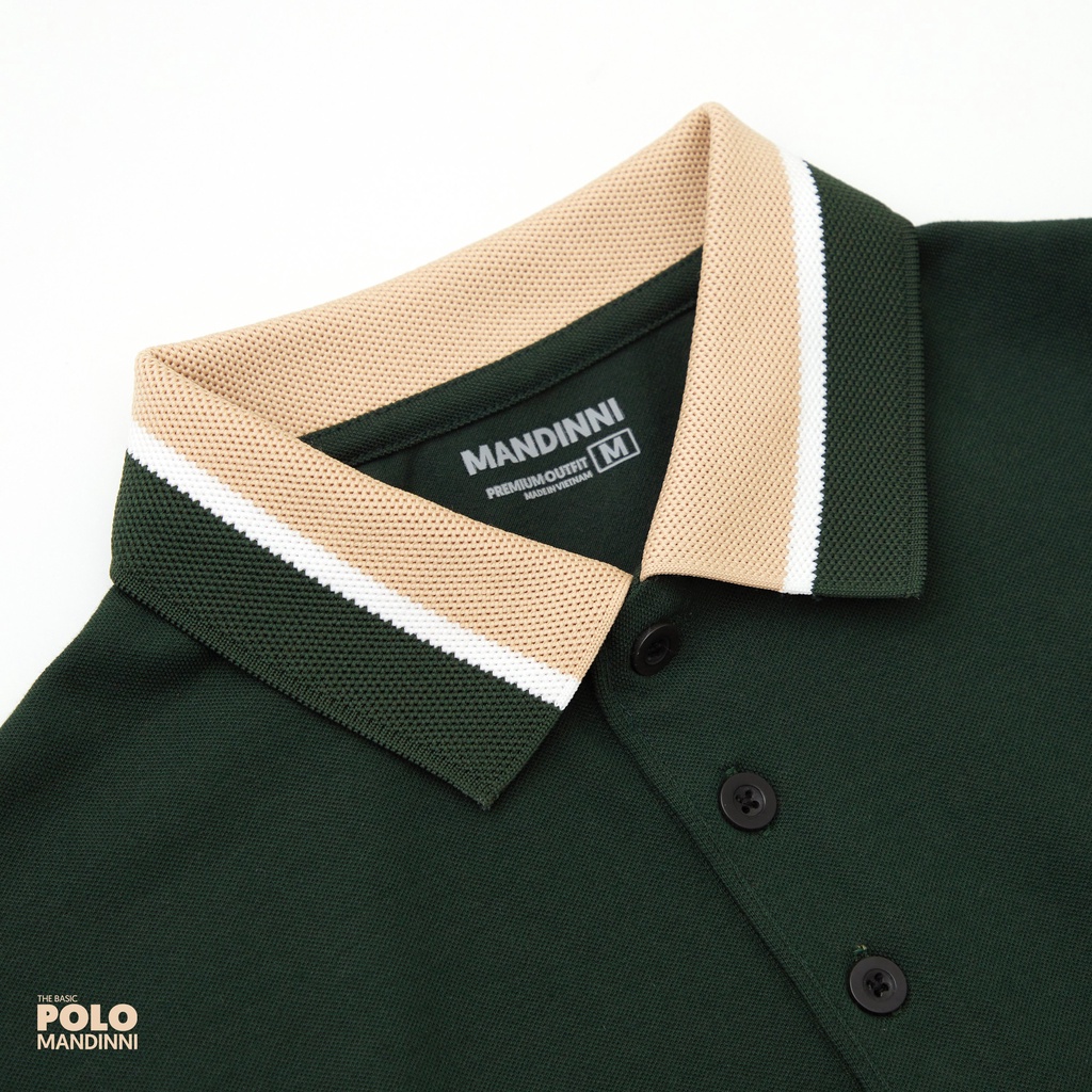 Áo thun nam có cổ Polo RENI Mandinni 3 màu chất vải dệt chéo, thoáng mát, thấm mồ hôi tốt