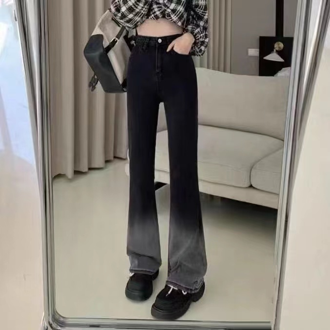 Quần Jean Nữ Ống Rộng Nhẹ Nhàng Thay Đổi Màu Gradient Hàn Quốc Mùa Thu